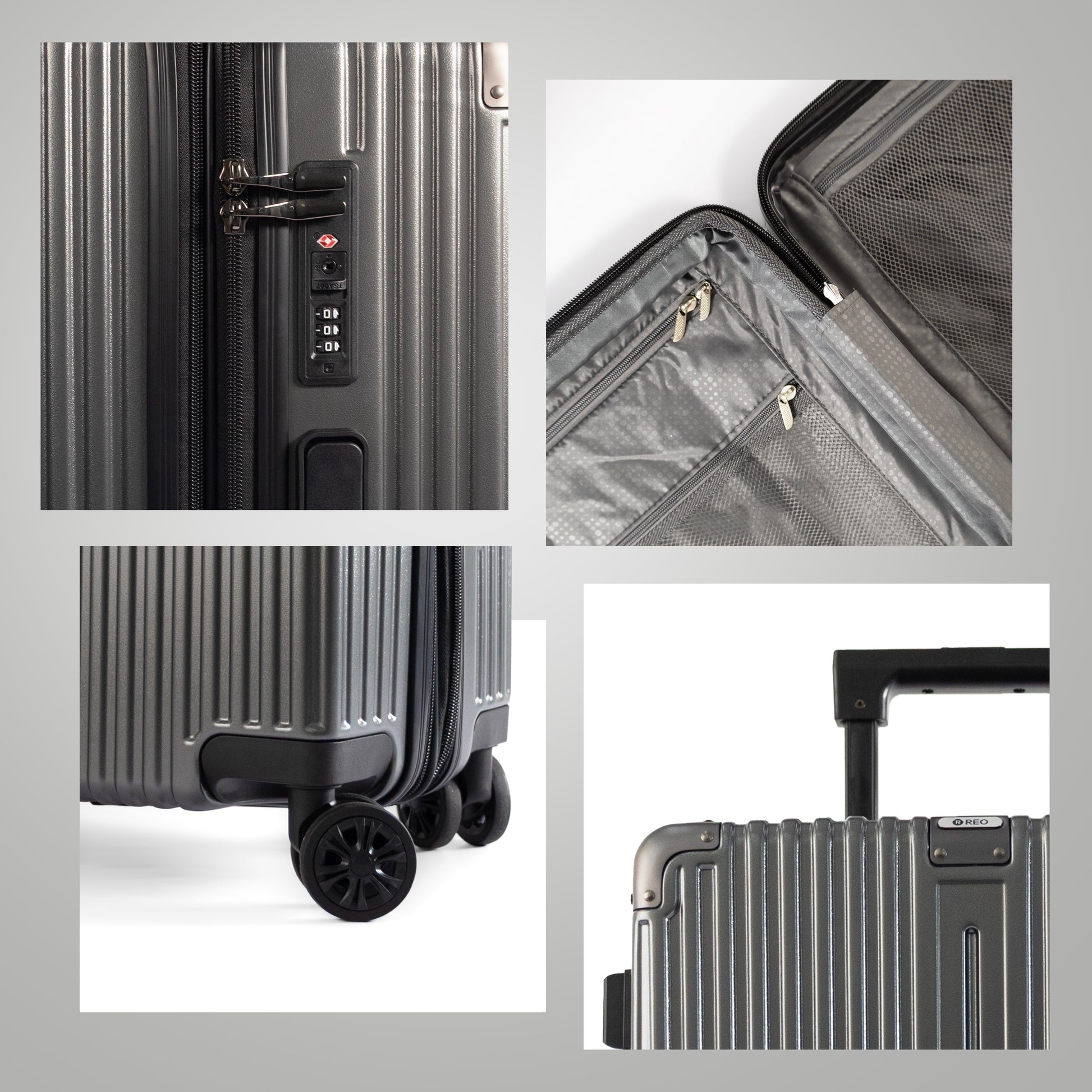 REO Metro Gray Polycarbonate Luggage